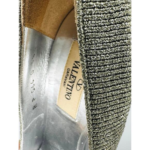 VALENTINO GARAVANI Silver Metallic stretch-knit pumps size EU 38.5 - Picture 6 of 14